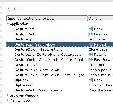 Screenshot des Mausgesten Dialogs in Opera 7