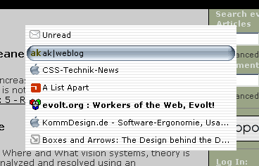 Screenshot der Tabliste in Opera